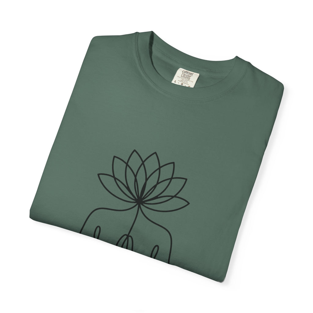 Lotus Flower Line Art Shirt, Minimalist Yoga T-Shirt, Breathe Meditation Tee, Continuous Line Lotus Tattoo Style Gift