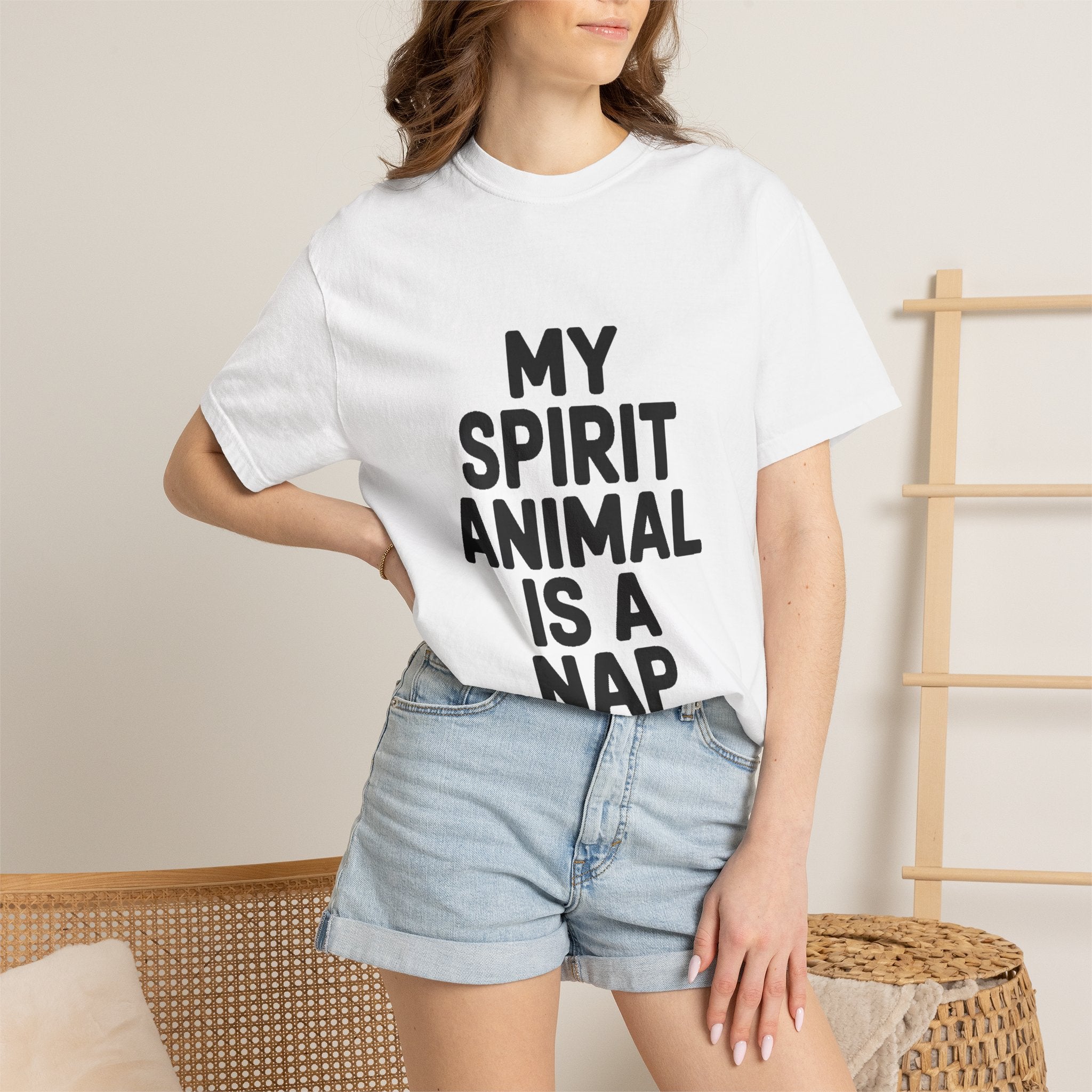My Spirit Animal Is A Nap T-Shirt, Funny Nap Lover Shirt, Lazy Day Sarcastic Tee, Nap Queen King Gift, Garment Dyed Unisex Tee