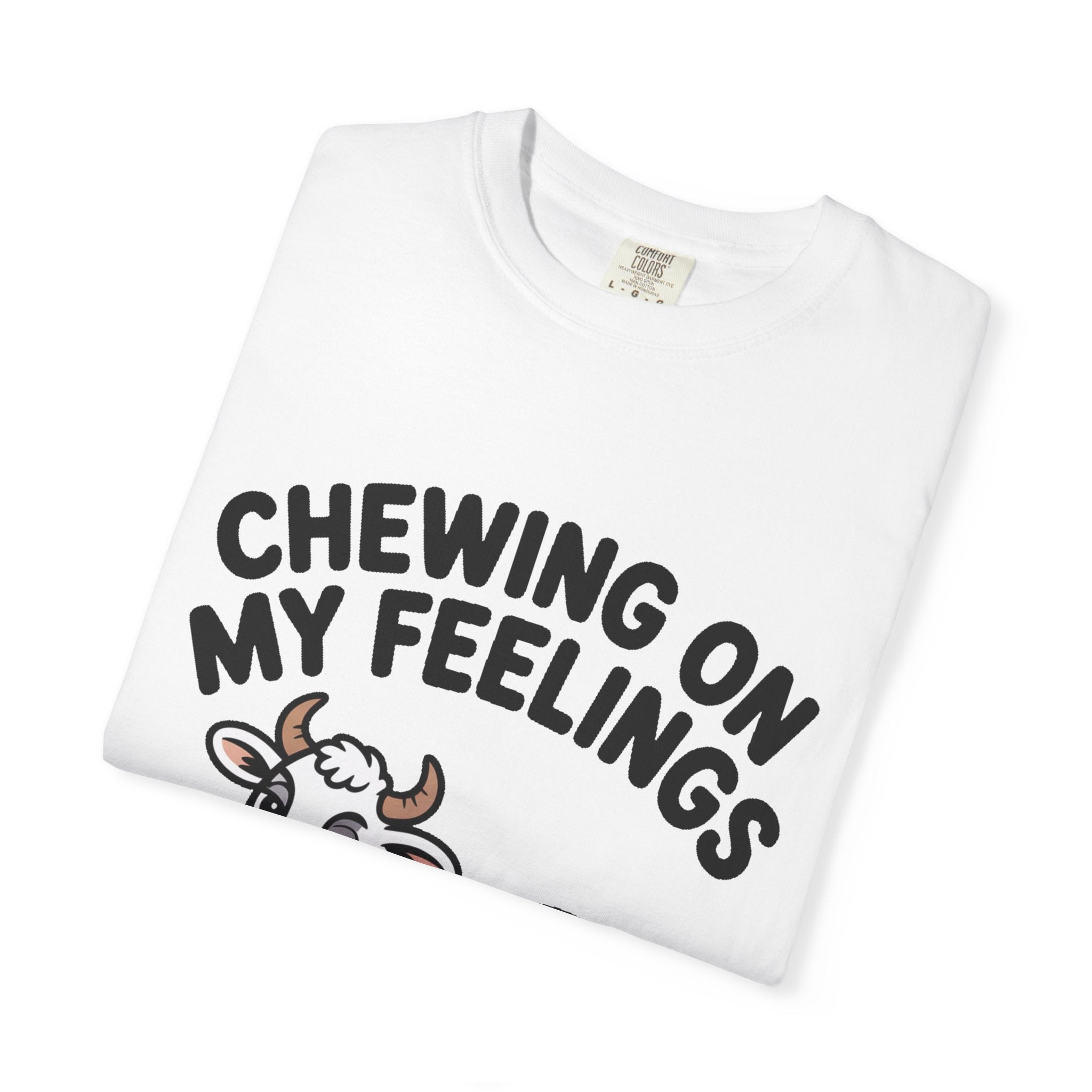 Chewing On My Feelings Cow Shirt, Funny Cow T-Shirt, Cute Cartoon Cow Tee, Sarcastic Farm Animal Gift, Mental Health Humor Shirt
