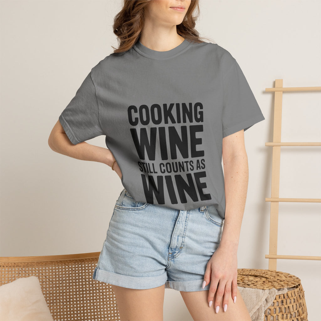 Cooking Wine Still Counts Shirt, Funny Wine Lover T-Shirt, Sarcastic Kitchen Quote Tee, Gift for Wine Drinkers