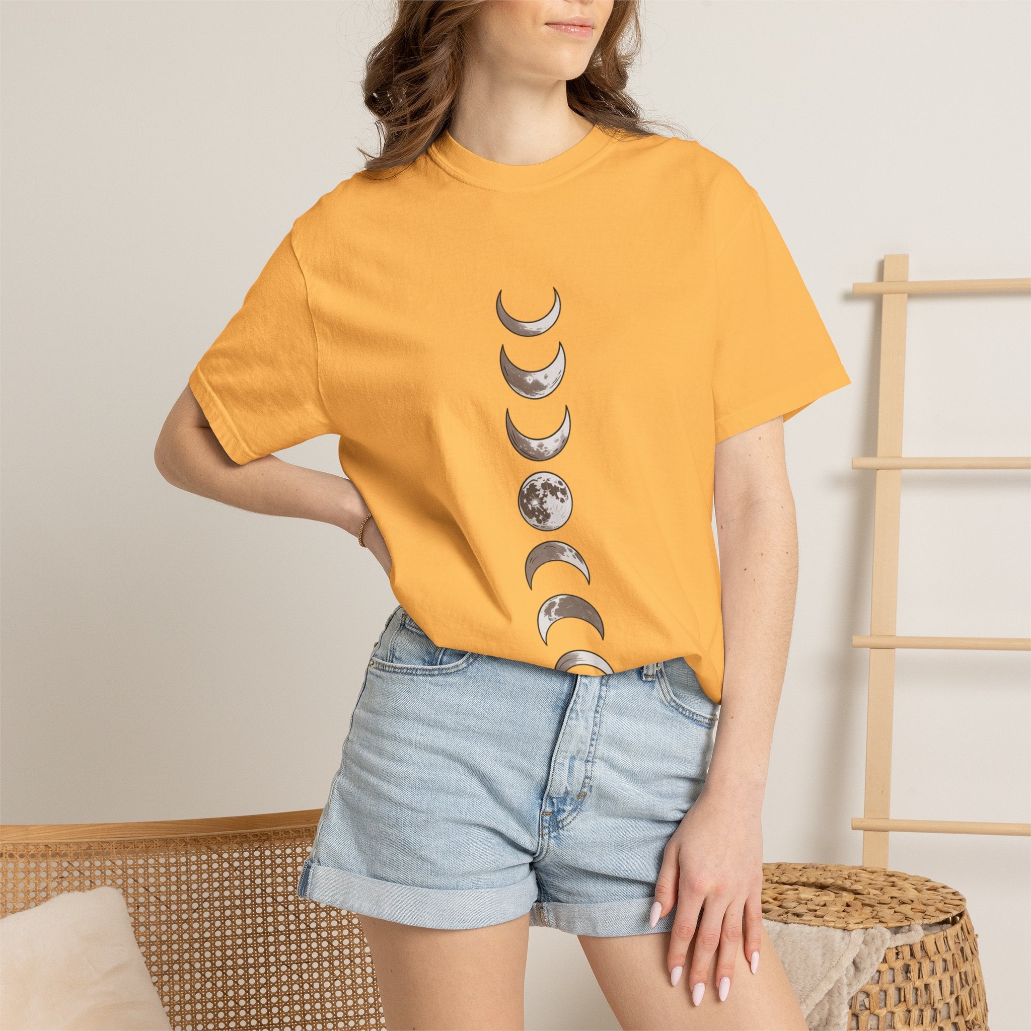 Moon Phases Boho Shirt, Minimalist Line Art Moon T-Shirt, Celestial Boho Tee, Hand Drawn Moon Cycle Shirt Gift