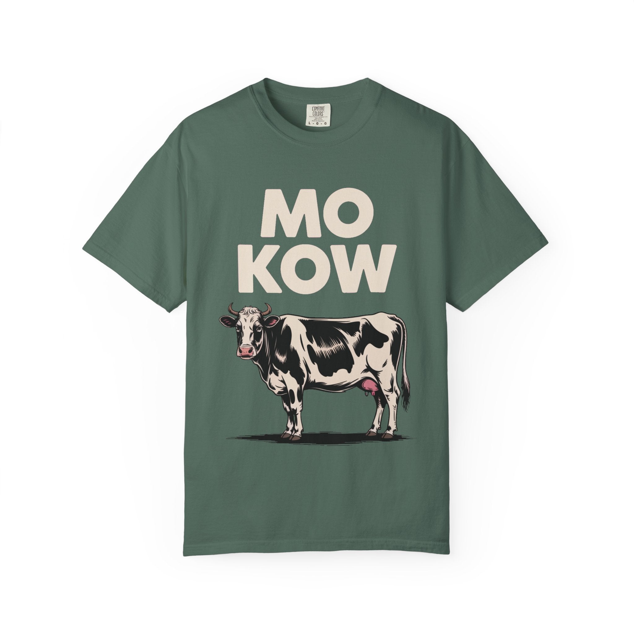 Mo Kow Funny Cow Shirt, Absurd Meme T-Shirt, Deadpan Farm Animal Tee, Weird Cow Lover Gift, Funny Misspelled Label Shirt