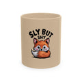Sly But Shy Fox Mug, Cute Cartoon Fox Coffee Mug, Funny Fox Lover Gift, Shy Fox Peeking Behind Tail Ceramic Mug