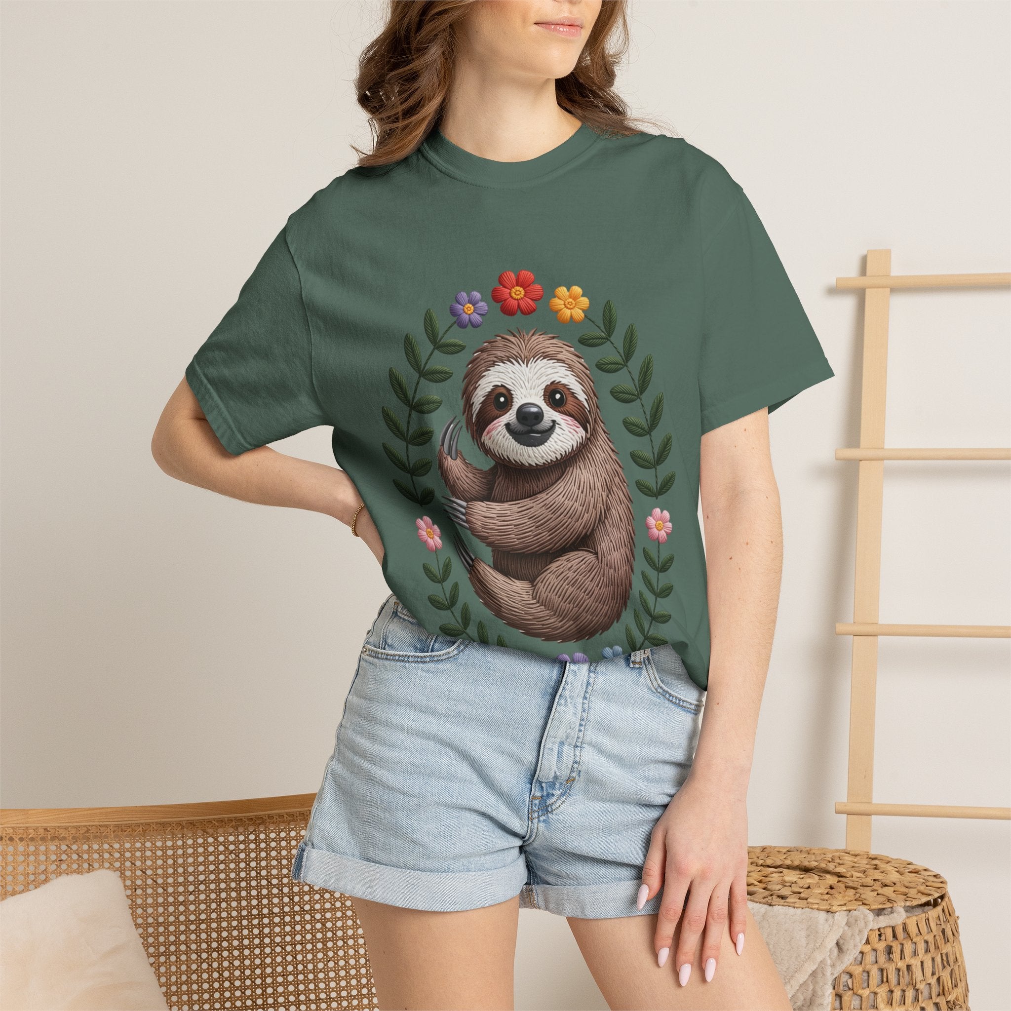 Floral Sloth T-Shirt