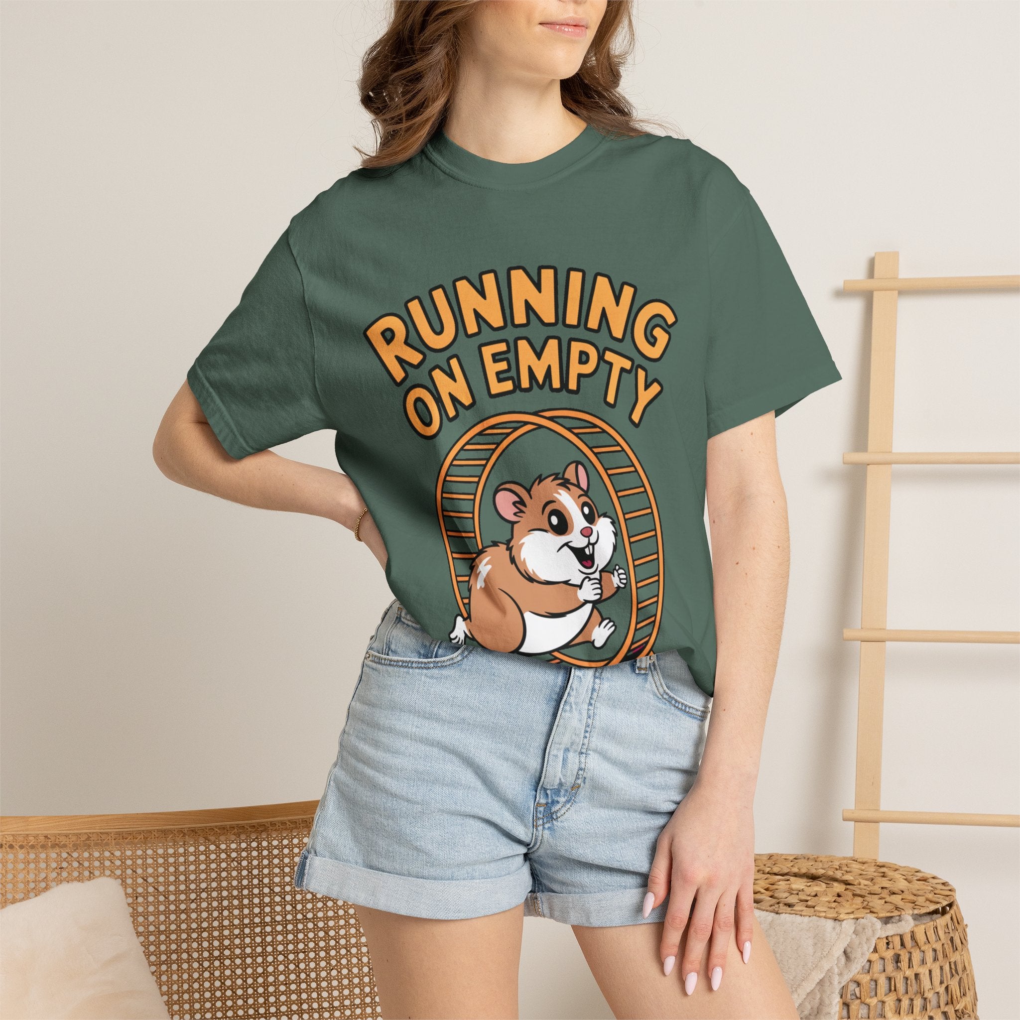 Running On Empty Hamster Shirt, Funny Tired Hamster T-Shirt, Exhausted Wheel Runner Tee, Funny Gift for Tired Friend