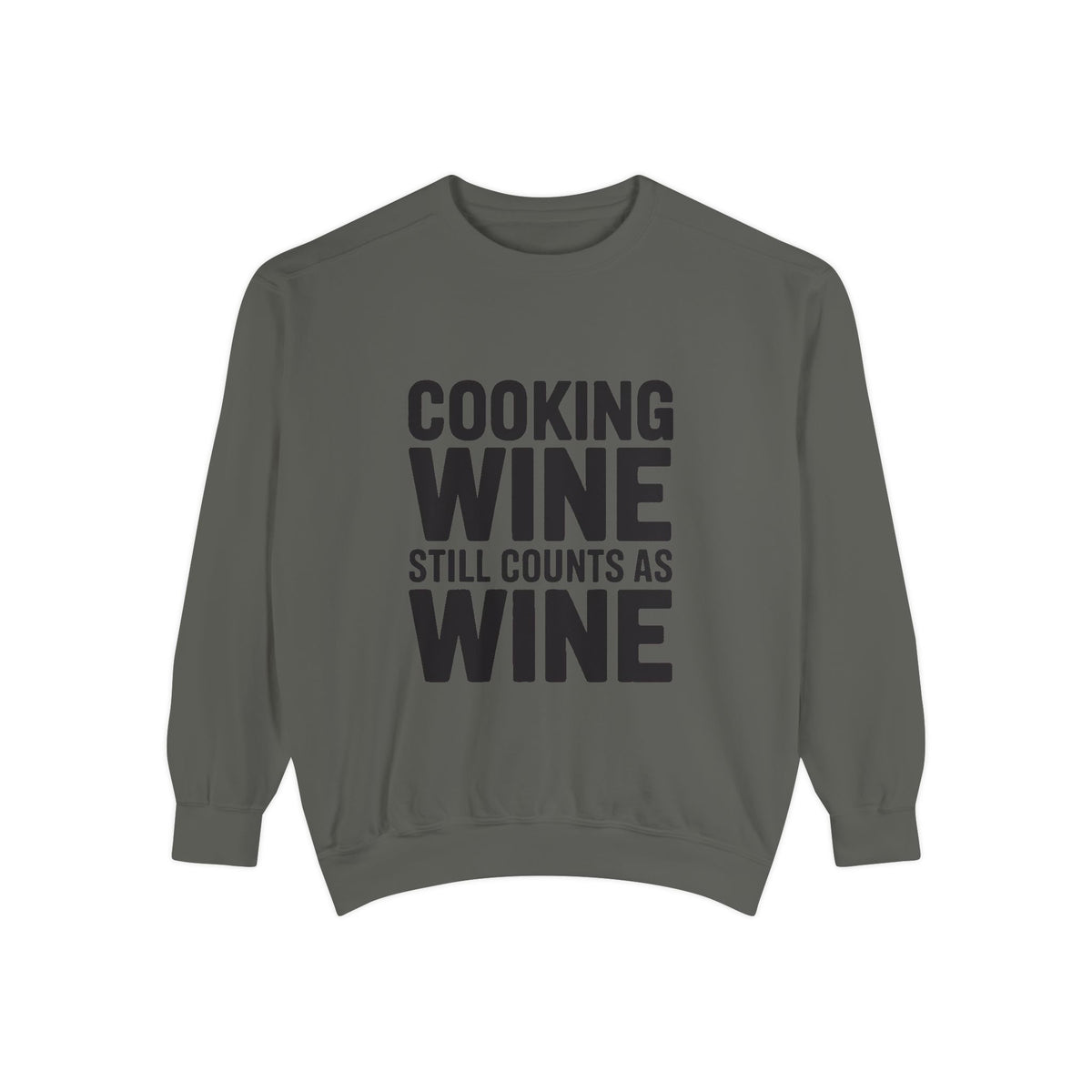 Cooking Wine Still Counts Sweatshirt, Funny Wine Lover Crewneck, Embroidered Kitchen Humor Sweatshirt, Gift for Wine Drinkers