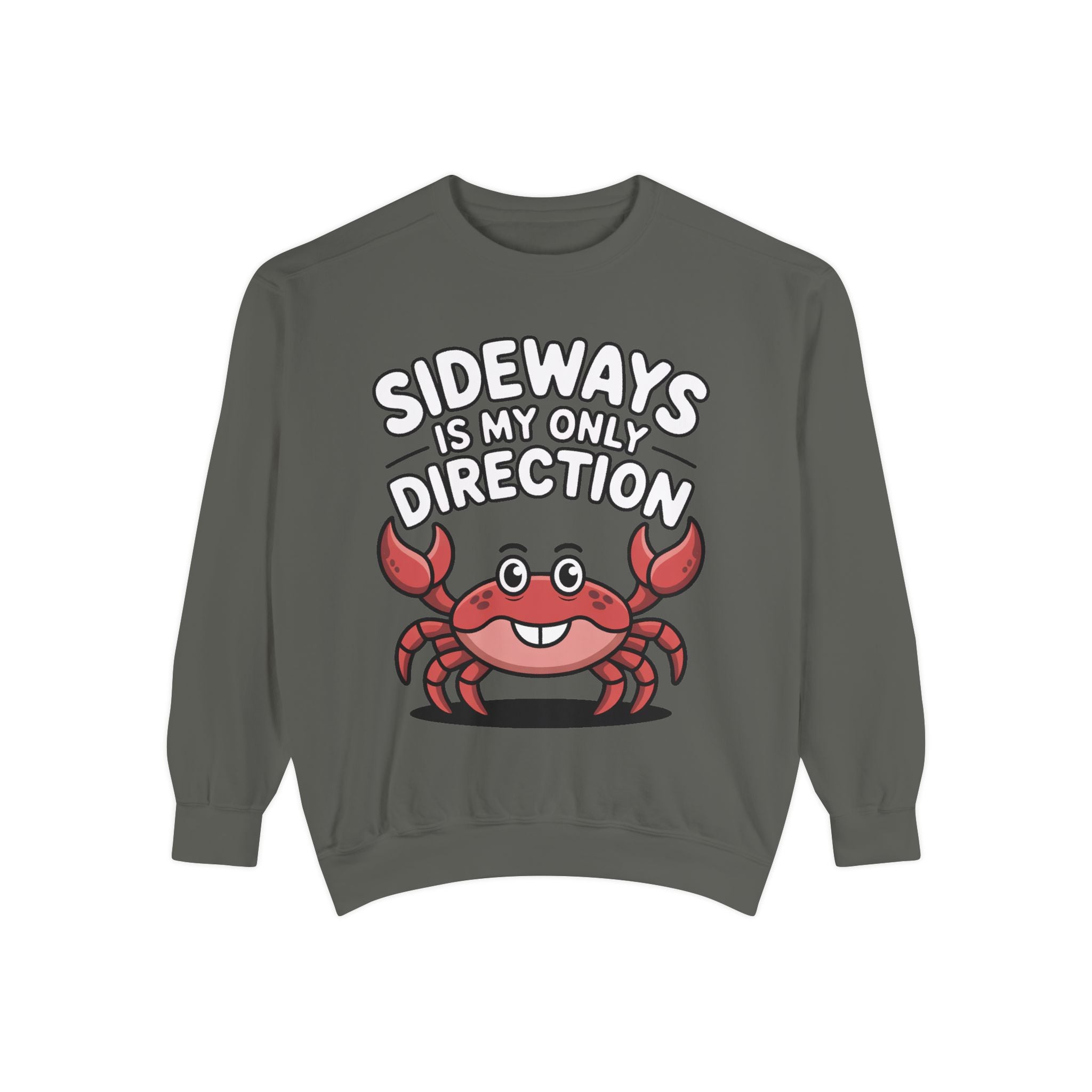 Funny Crab Sweatshirt, Sideways Is My Only Direction Crewneck, Cute Crab Lover Gift, Embroidered Patch Style Beach Sweatshirt