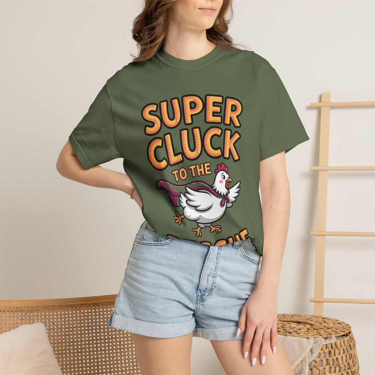 Funny Chicken Superhero Shirt, Super Cluck To The Rescue T-Shirt, Cute Cartoon Chicken Tee, Farm Animal Lover Gift