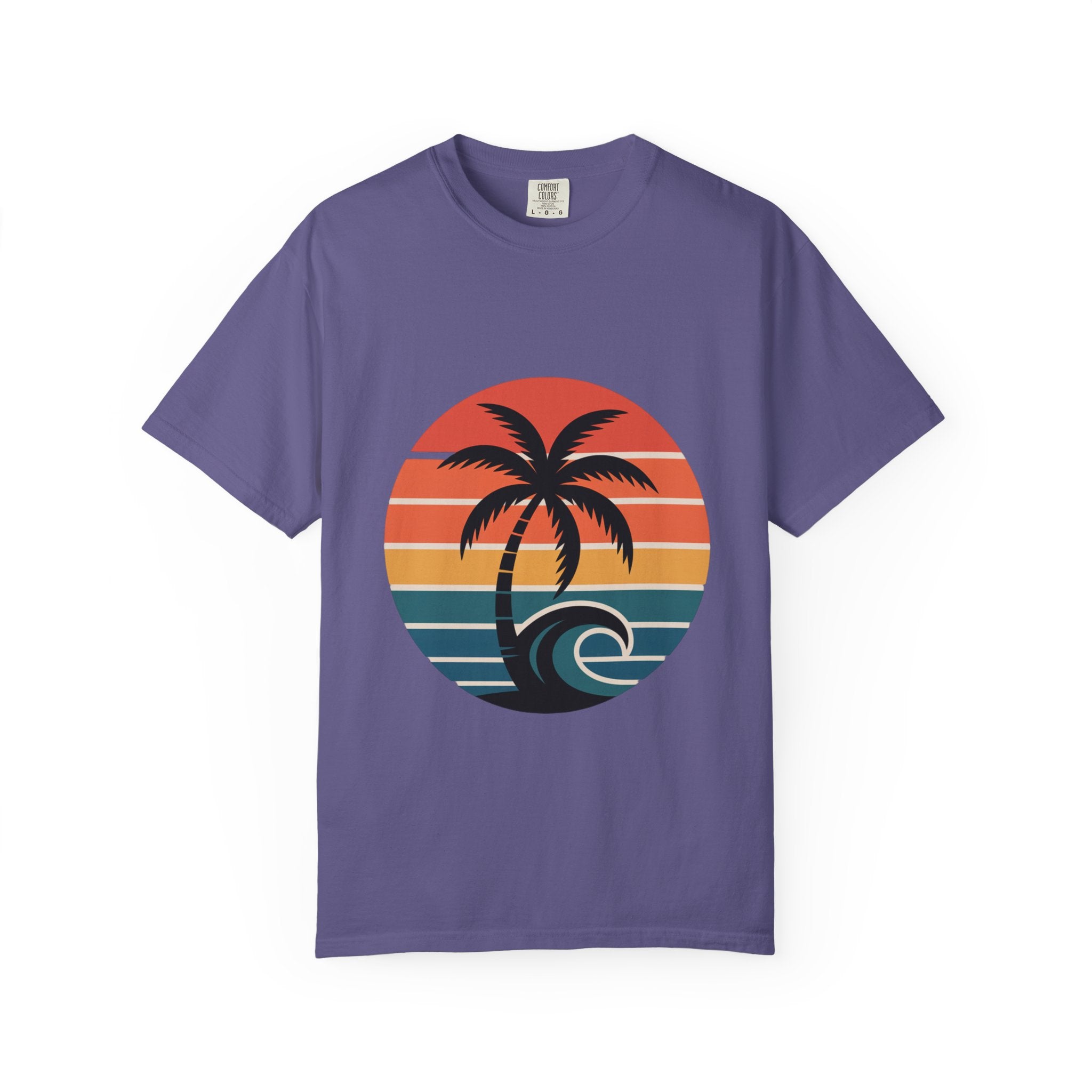 Salt Air Messy Hair Beach Shirt, Retro Sunset Badge T-Shirt, Vintage Palm Tree Wave Tee, Summer Vacation Gift