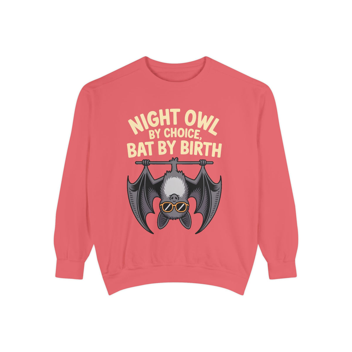 Night Owl By Choice Bat Sweatshirt, Funny Bat Lover Crewneck, Cute Halloween Sweatshirt, Embroidered Patch Style Bat Shirt Gift