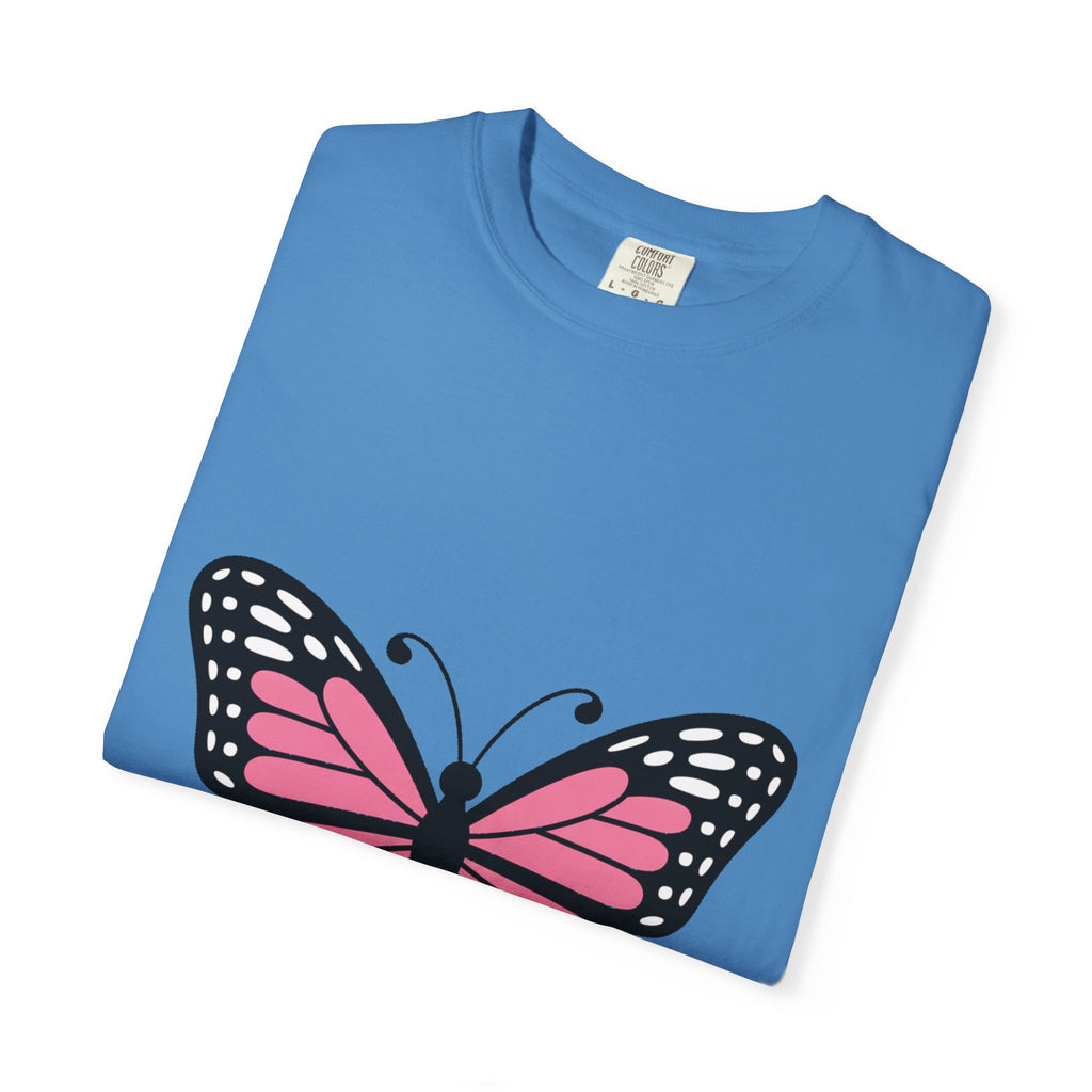 Butterfly T-Shirt, Cute Detailed Butterfly Graphic Tee, Nature Lover Gift, Embroidery-Style Butterfly Shirt, Garment-Dyed Unisex Tee