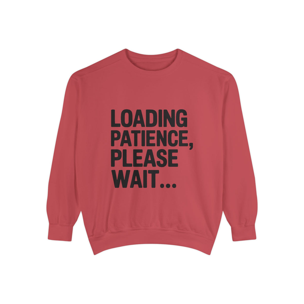 Loading Patience Please Wait Sweatshirt, Funny Sarcastic Crewneck, Embroidered Patch Style Pullover, Gift for Tired Adults