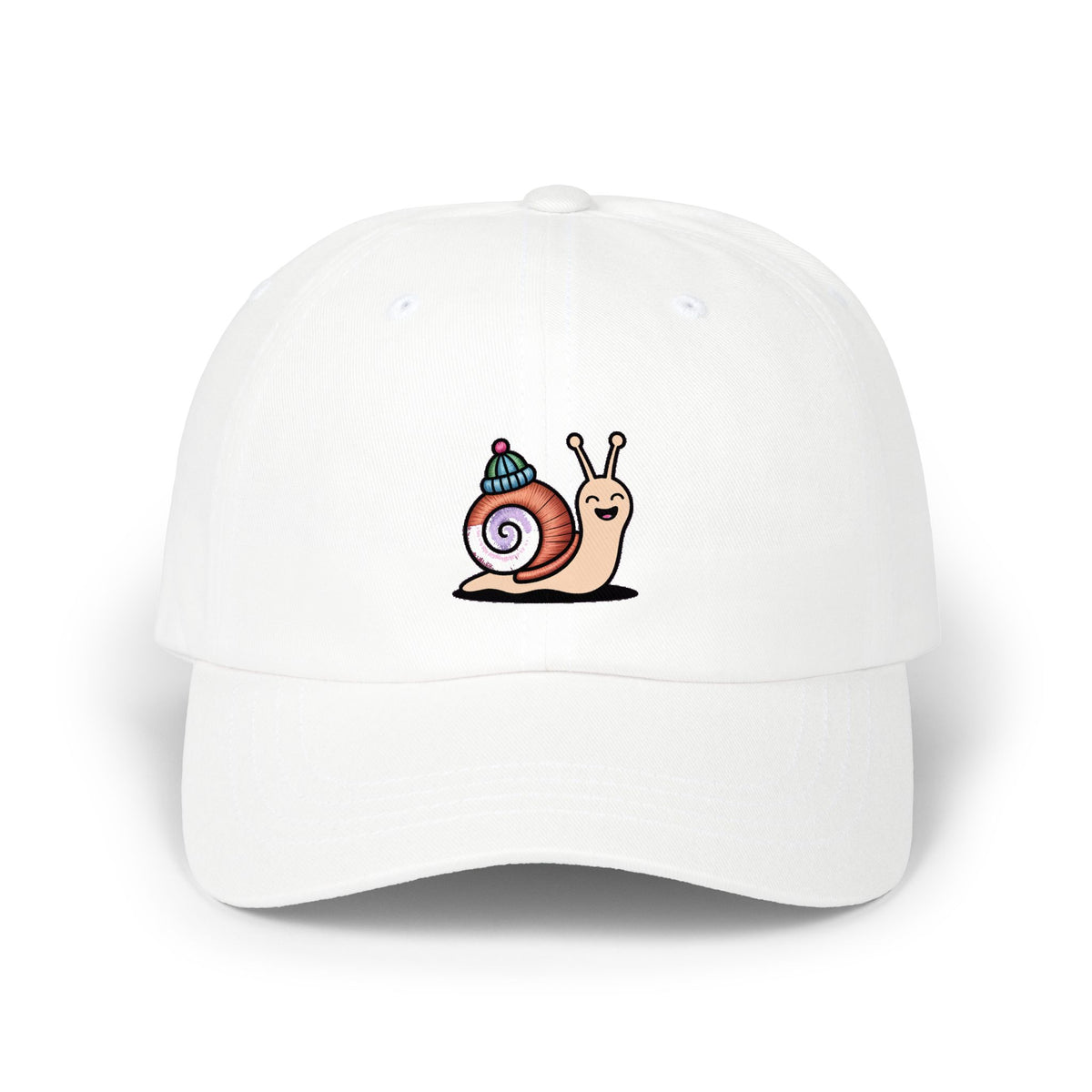 Cute Snail With Tiny Hat Dad Cap, Embroidered Snail Hat, Funny Cottagecore Baseball Cap, Cute Nature Lover Gift, Unstructured 6-Panel