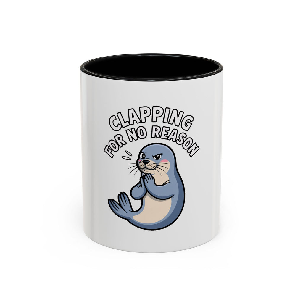 Clapping For No Reason Seal Mug, Funny Sarcastic Seal Coffee Cup, Cute Cartoon Animal Mug, Sassy Seal Gift for Coworker or Friend