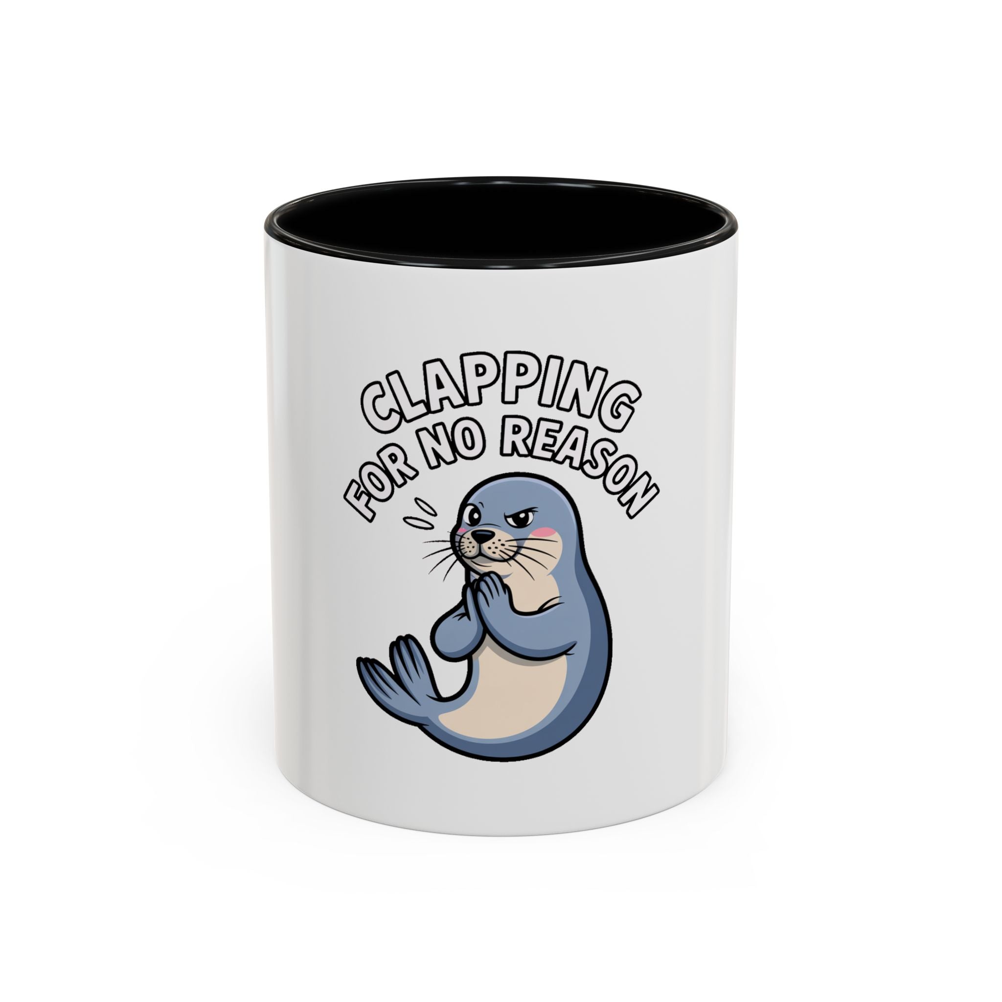 Clapping For No Reason Seal Mug, Funny Sarcastic Seal Coffee Cup, Cute Cartoon Animal Mug, Sassy Seal Gift for Coworker or Friend