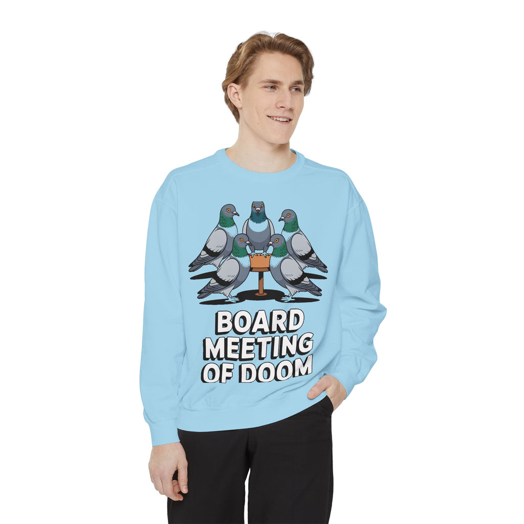 Funny Pigeon Sweatshirt, Board Meeting Of Doom Crewneck, Office Humor Bird Gift, Funny Coworker Sweater