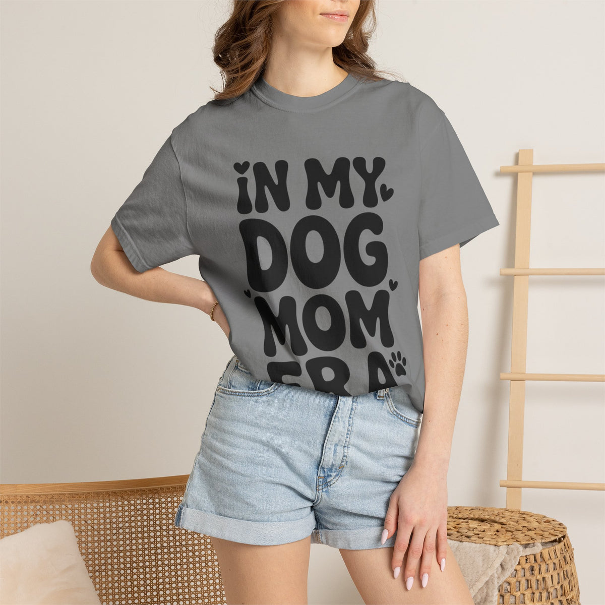 In My Dog Mom Era Shirt, Trendy Dog Mom T-Shirt, Funny Dog Lover Gift, Bold Typography Tee for Women, Cute Paw Print Heart Shirt