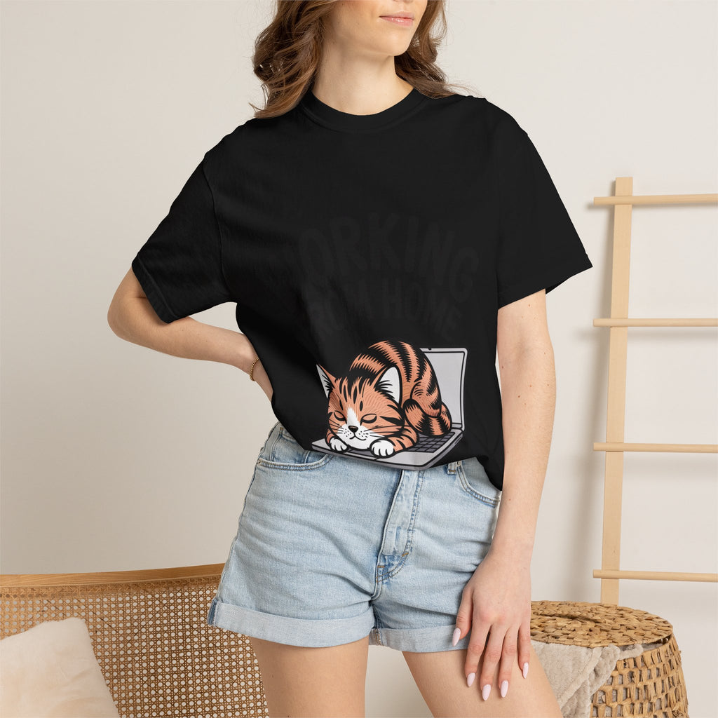 Working From Home Cat Shirt, Funny Cat Lover T-Shirt, Cute Cat Keyboard Tee, Remote Work Gift, WFH Cat Lover Graphic Shirt