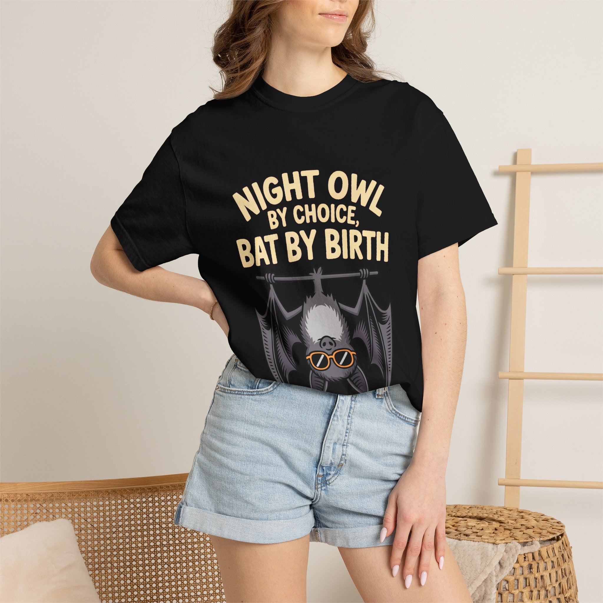 Night Owl By Choice Bat Shirt, Funny Bat T-Shirt, Cute Bat Wearing Sunglasses Tee, Halloween Gift for Night Owls