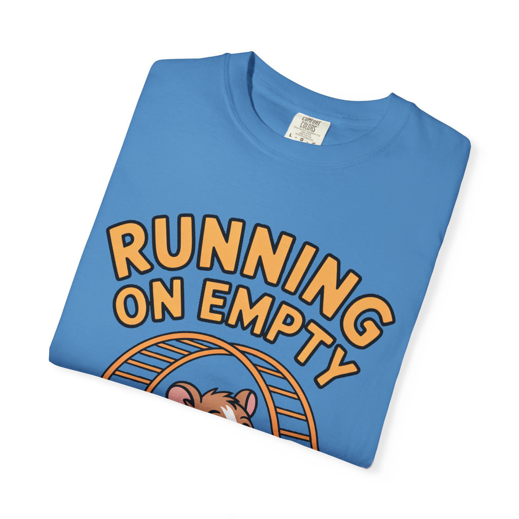 Running On Empty Hamster Shirt, Funny Tired Hamster T-Shirt, Exhausted Wheel Runner Tee, Funny Gift for Tired Friend