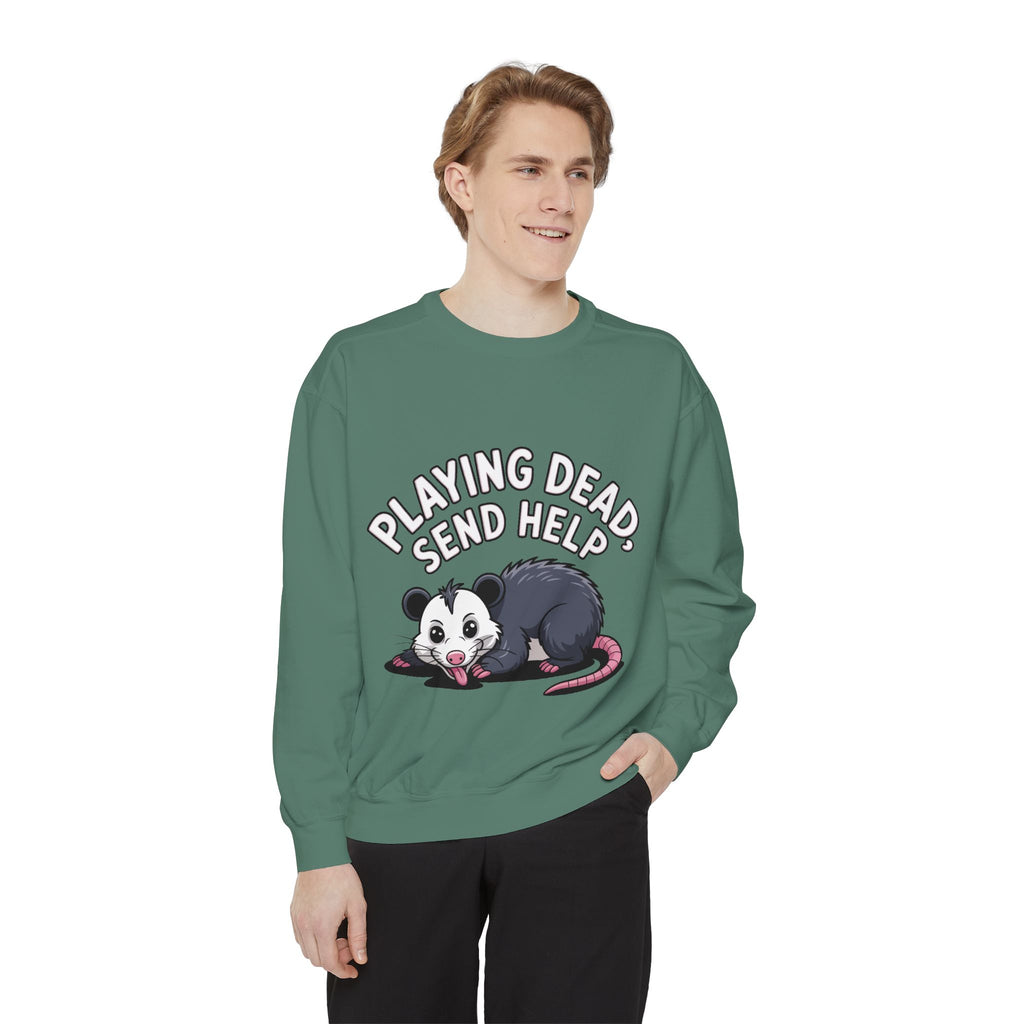 Funny Opossum Sweatshirt, Playing Dead Send Help Crewneck, Cute Possum Lover Gift, Funny Animal Sweatshirt for Introverts