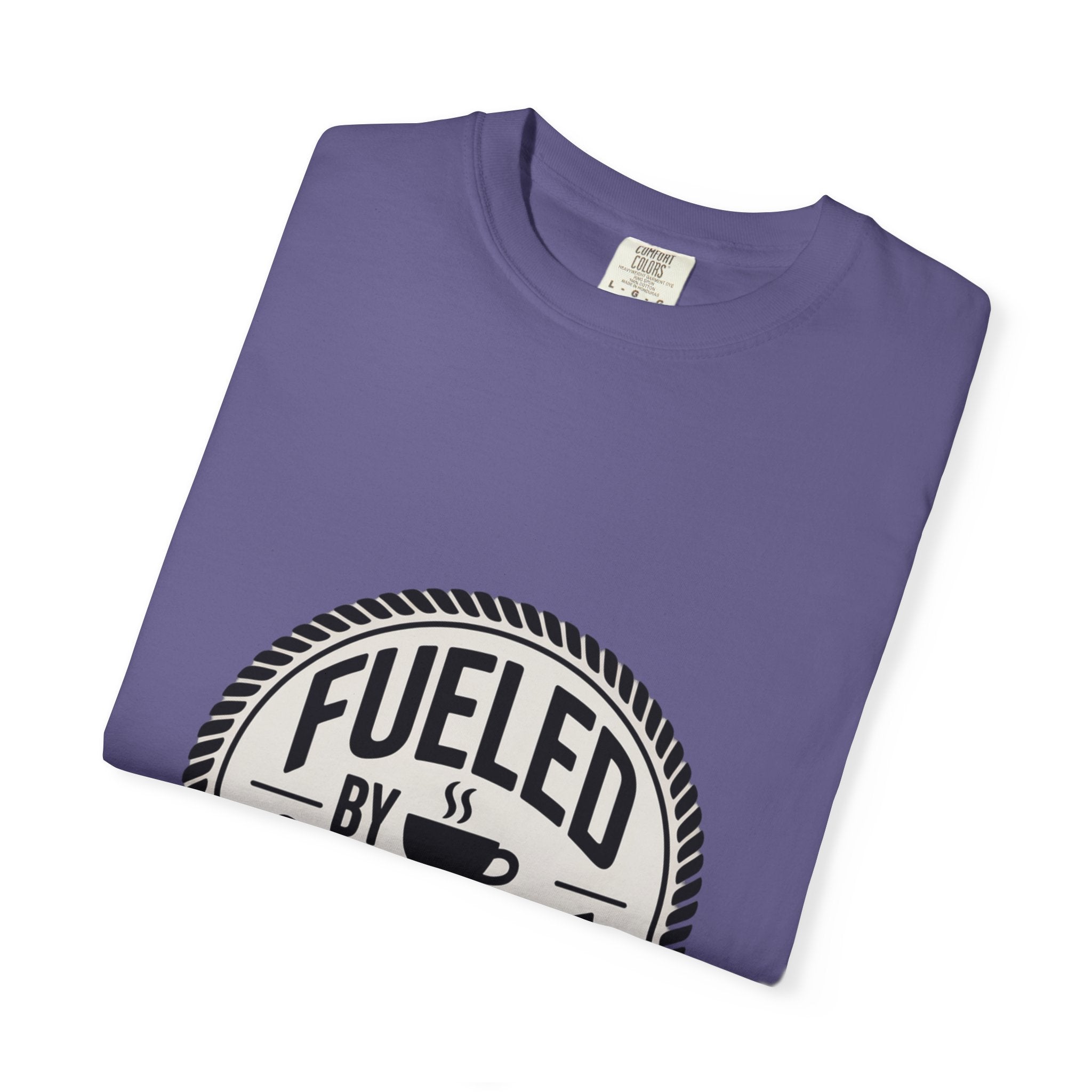 Fueled By Coffee Badge Shirt, Vintage Coffee Lover T-Shirt, Retro Coffee Stamp Logo Tee, Funny Coffee Addict Gift
