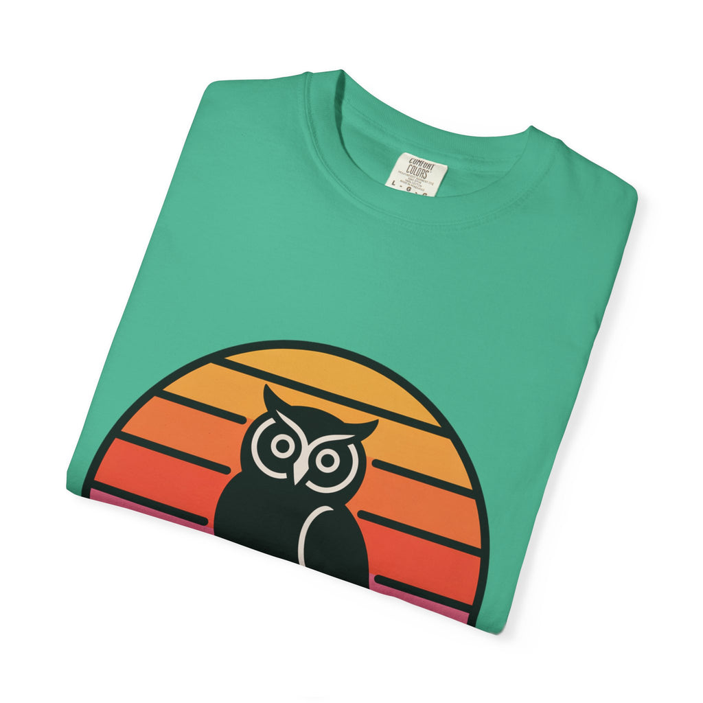 Retro Sunset Owl Badge T-Shirt