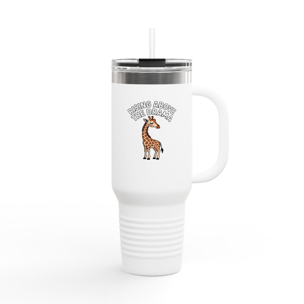 Rising Above The Drama Giraffe Travel Mug, Funny Giraffe Tumbler with Handle, Cute Sassy Animal Gift for Her, 40oz Insulated Cup