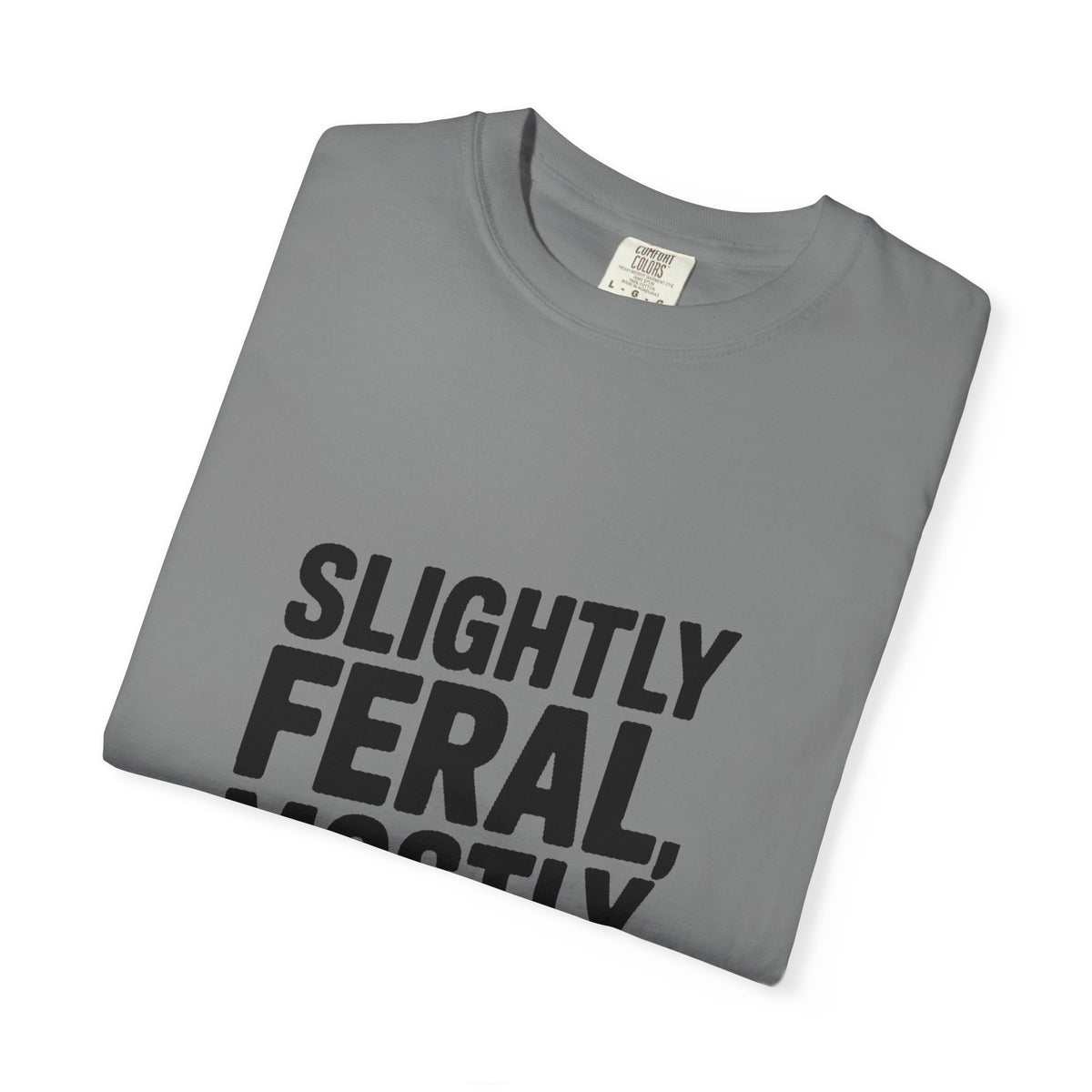 Slightly Feral Mostly Fine Shirt, Funny Sarcastic T-Shirt, Bold Minimalist Text Tee, Funny Gift for Friend