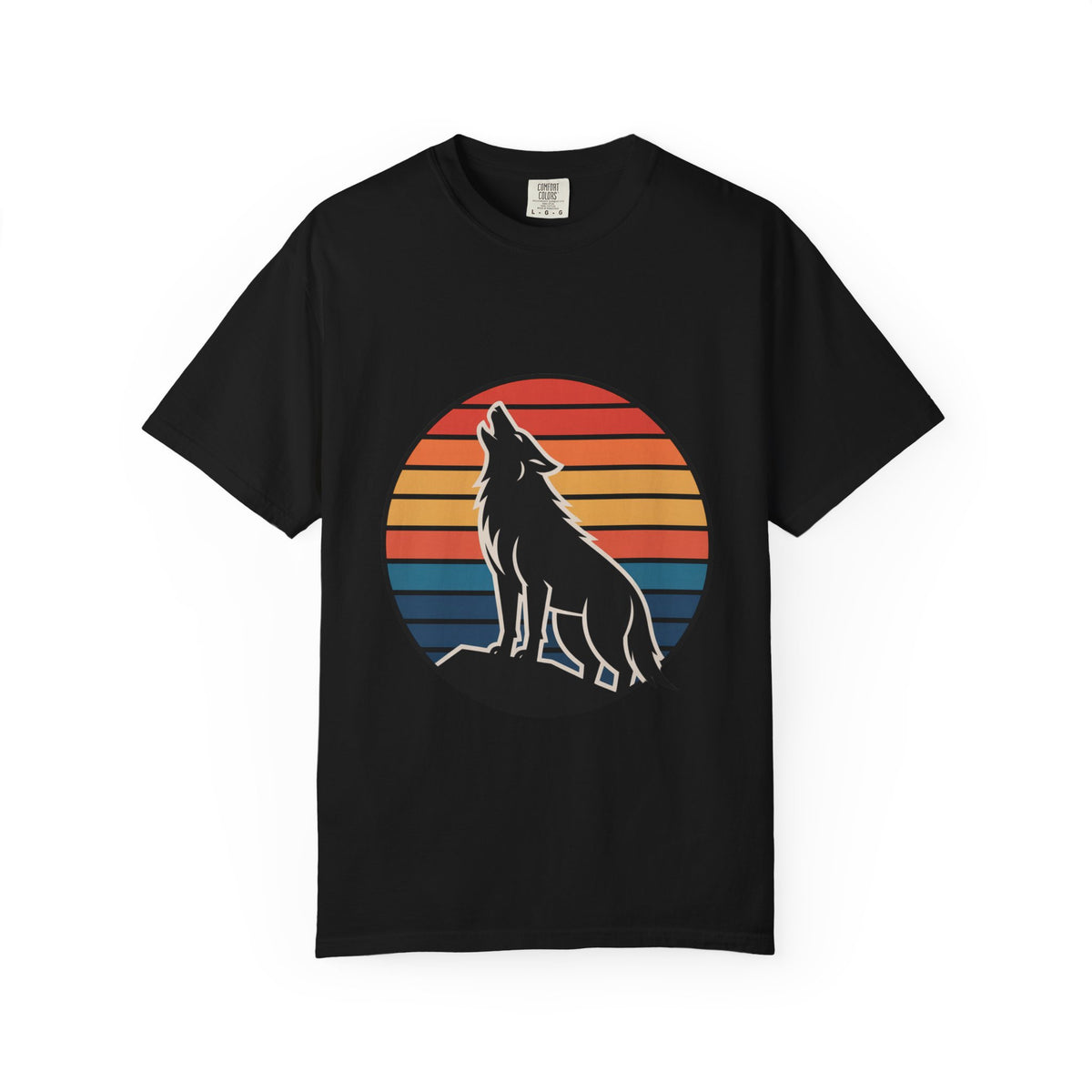 Retro Sunset Wolf Badge T-Shirt