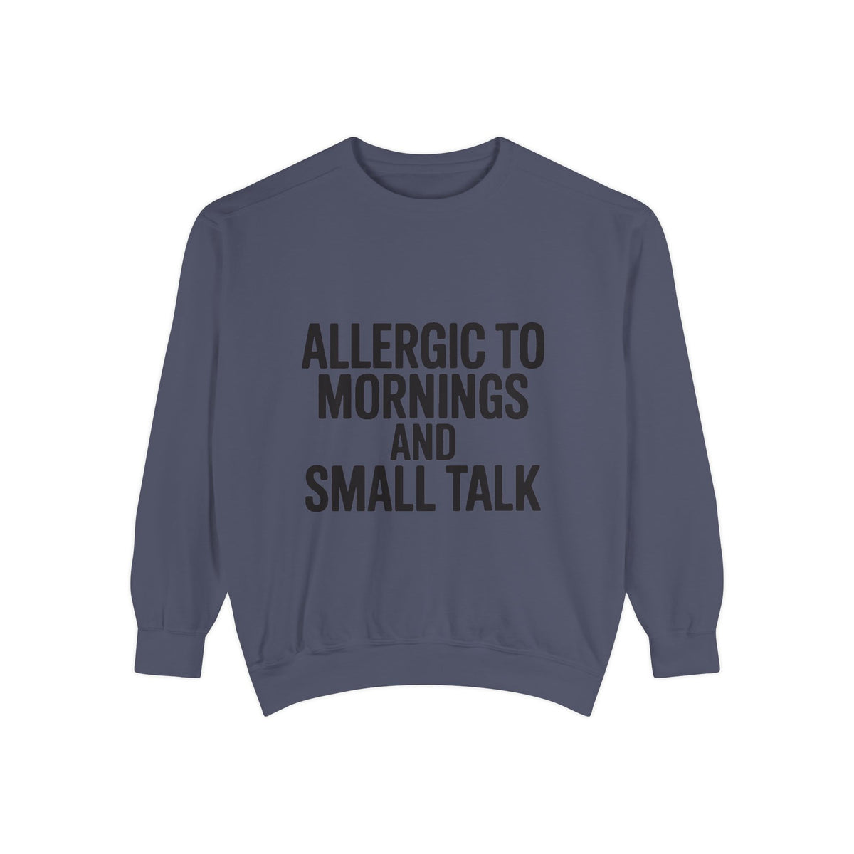 Allergic To Mornings And Small Talk Sweatshirt, Funny Embroidered Crewneck, Sarcastic Quote Sweatshirt, Introvert Gift