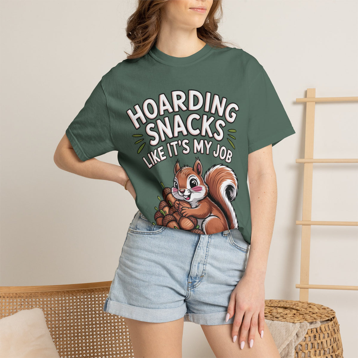 Funny Squirrel Shirt, Hoarding Snacks Like It's My Job T-Shirt, Cute Acorn Squirrel Gift, Snack Lover Tee