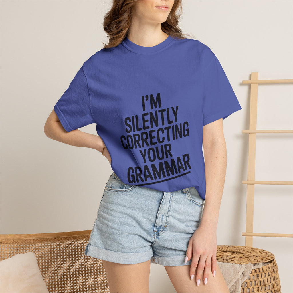 Silently Correcting Your Grammar Shirt, Funny Grammar Nerd T-Shirt, Sarcastic Teacher Gift, Bold Typography Tee for Editors