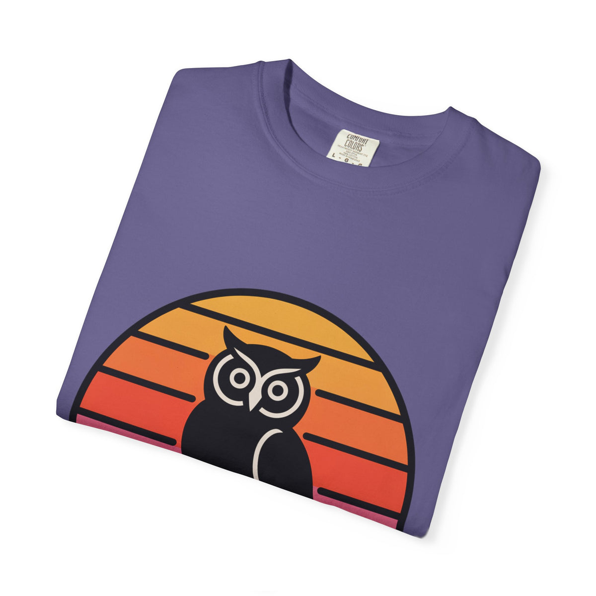 Retro Sunset Owl Badge T-Shirt