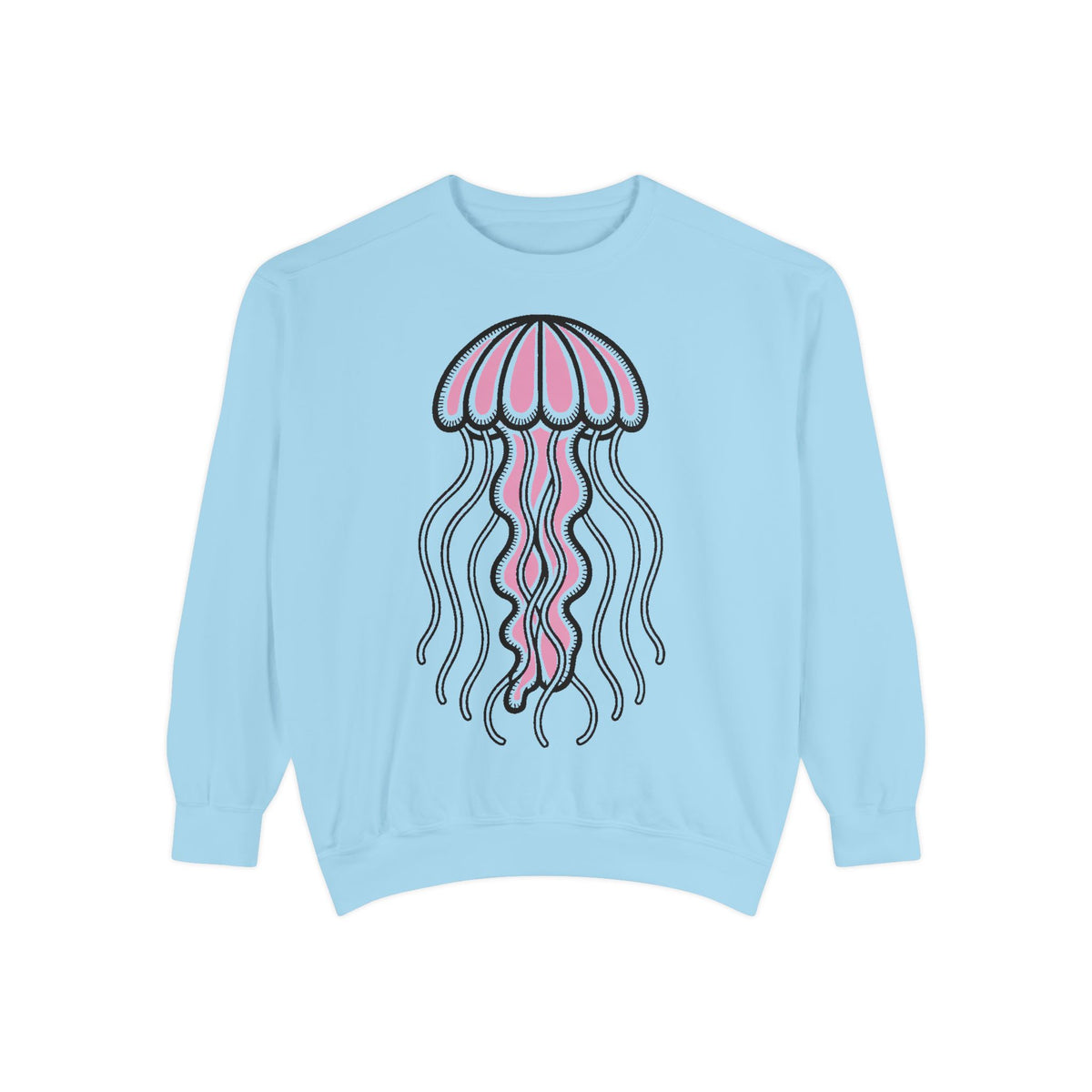 Cute Jellyfish Sweatshirt, Glowing Jellyfish Embroidered Crewneck, Ocean Lover Gift, Cottagecore Sea Animal Sweatshirt