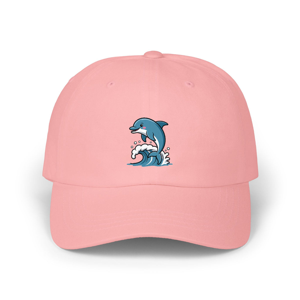 Dolphin Dad Hat, Cute Jumping Dolphin Cap, Ocean Wave Embroidered Hat, Beach Lover Gift, Unstructured 6-Panel Dad Cap