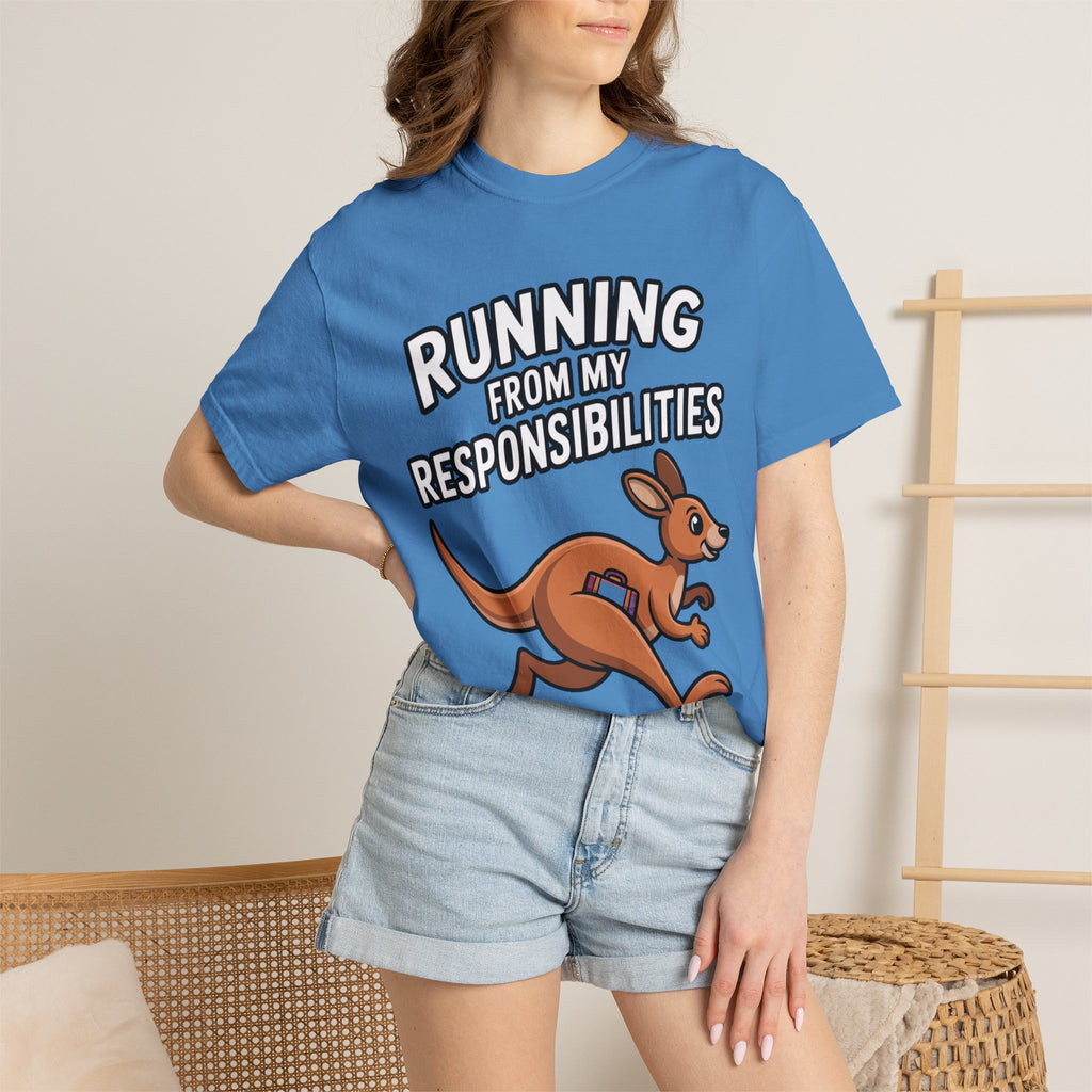 Funny Kangaroo Shirt, Running From My Responsibilities T-Shirt, Sarcastic Adulting Tee, Funny Gift for Procrastinators