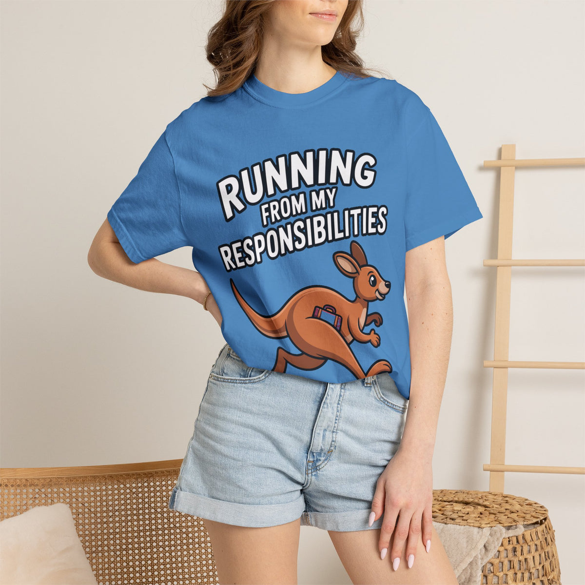 Funny Kangaroo Shirt, Running From My Responsibilities T-Shirt, Sarcastic Adulting Tee, Funny Gift for Procrastinators