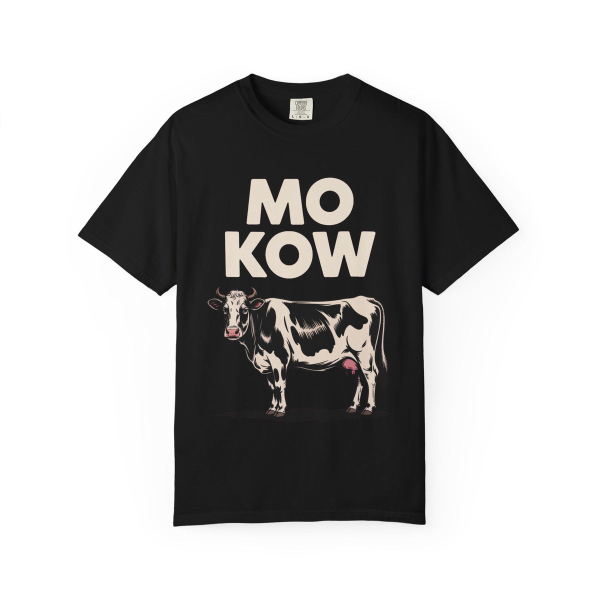 Mo Kow Funny Cow Shirt, Absurd Meme T-Shirt, Deadpan Farm Animal Tee, Weird Cow Lover Gift, Funny Misspelled Label Shirt