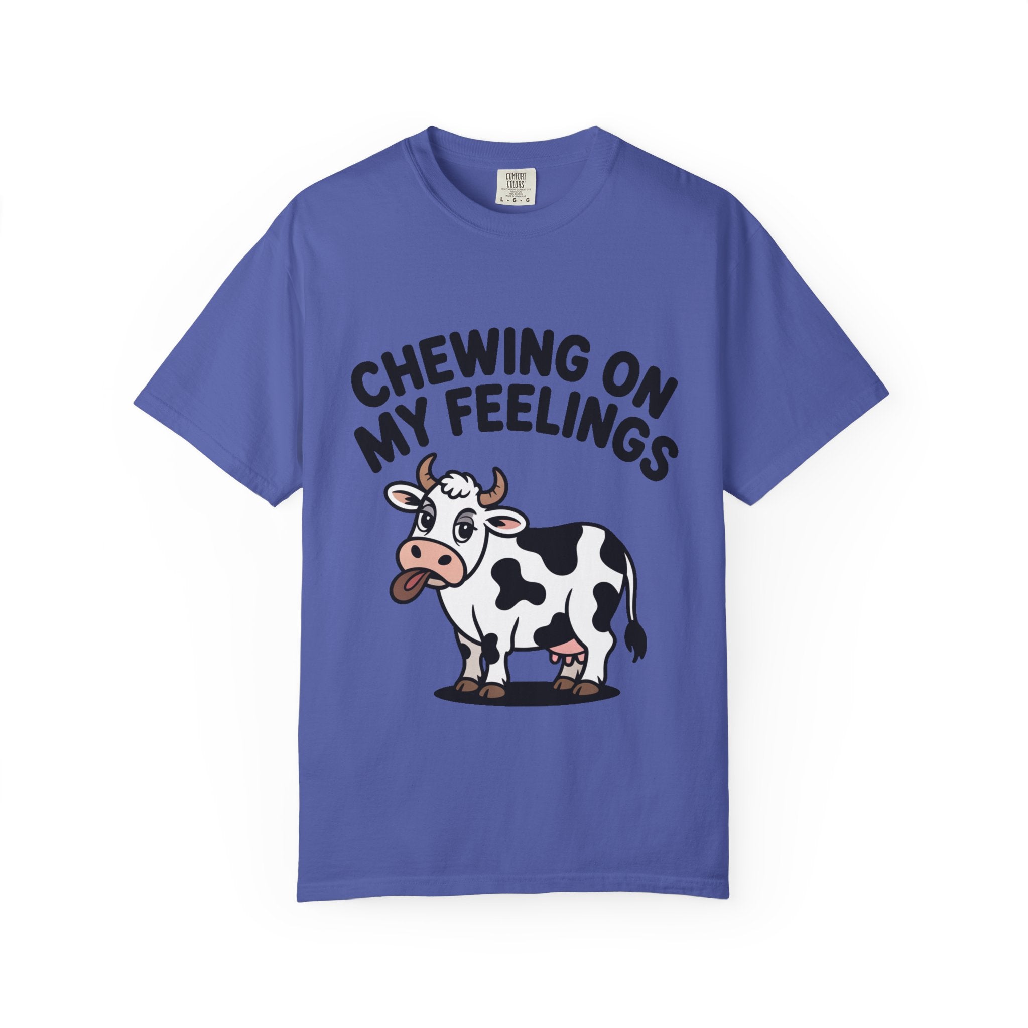 Chewing On My Feelings Cow Shirt, Funny Cow T-Shirt, Cute Cartoon Cow Tee, Sarcastic Farm Animal Gift, Mental Health Humor Shirt