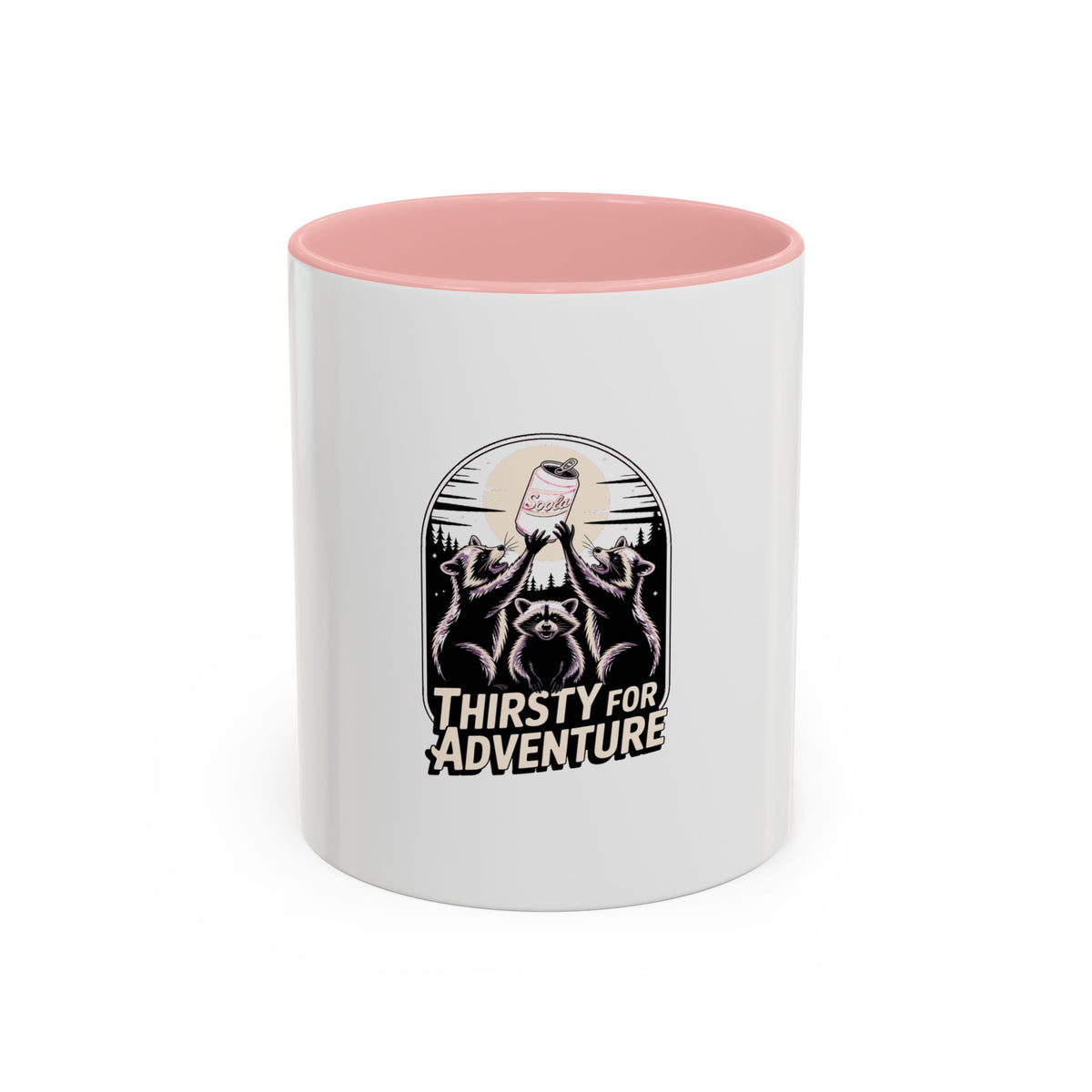 Thirsty For Adventure Raccoons Mug, Funny Vintage Poster Mug, Retro Raccoon Coffee Cup, Camping Adventure Gift Mug