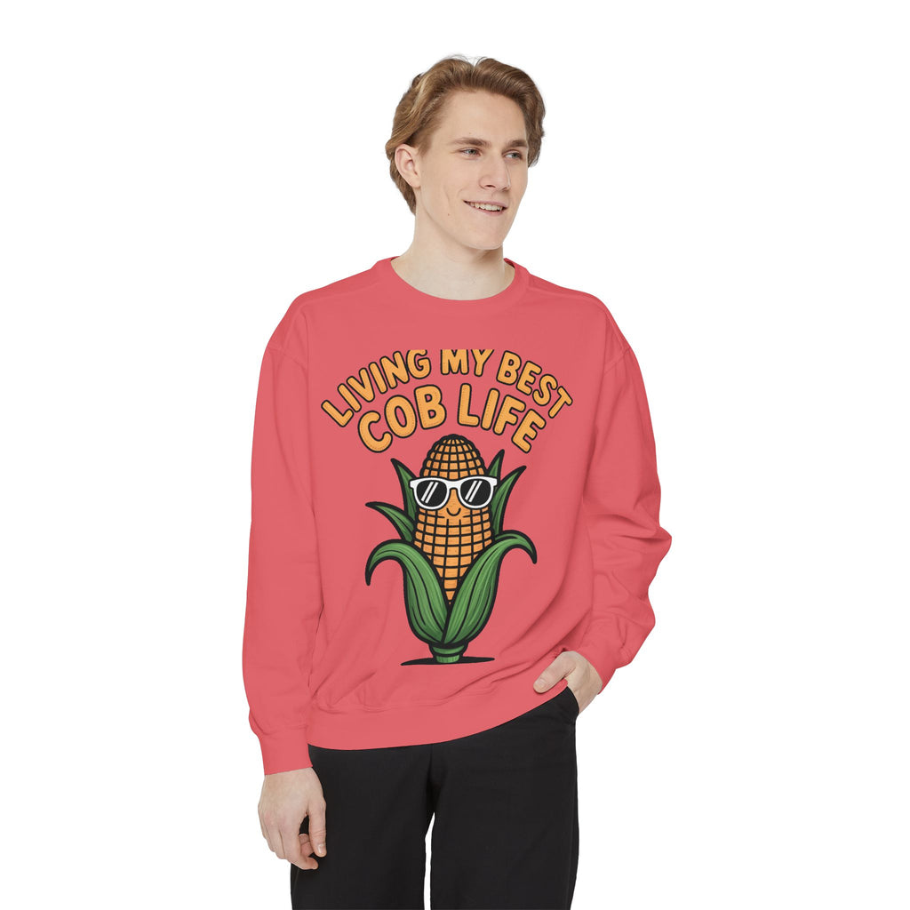Best Cob Life Corn Sweatshirt, Funny Corn Sunglasses Crewneck, Cute Vegetable Pun Shirt, Garden Lover Gift, Embroidered Patch Style