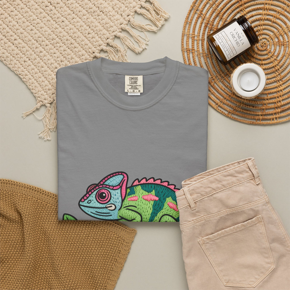 Cute Chameleon Shirt, Chameleon On A Branch T-Shirt, Cartoon Reptile Lover Gift, Funny Chameleon Tee