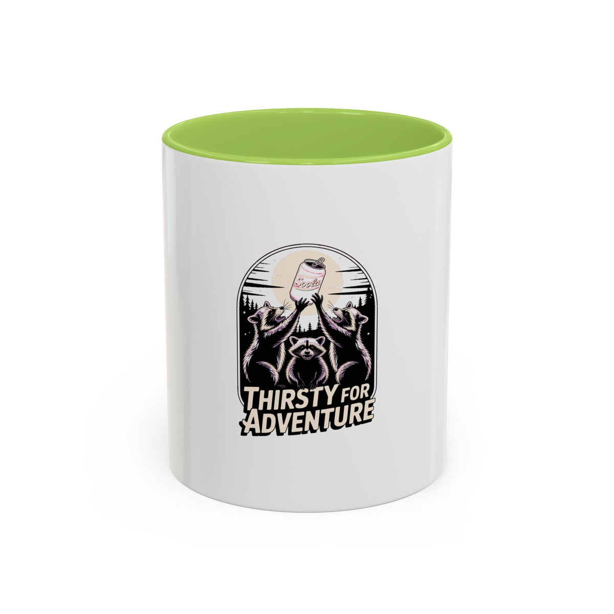 Thirsty For Adventure Raccoons Mug, Funny Vintage Poster Mug, Retro Raccoon Coffee Cup, Camping Adventure Gift Mug