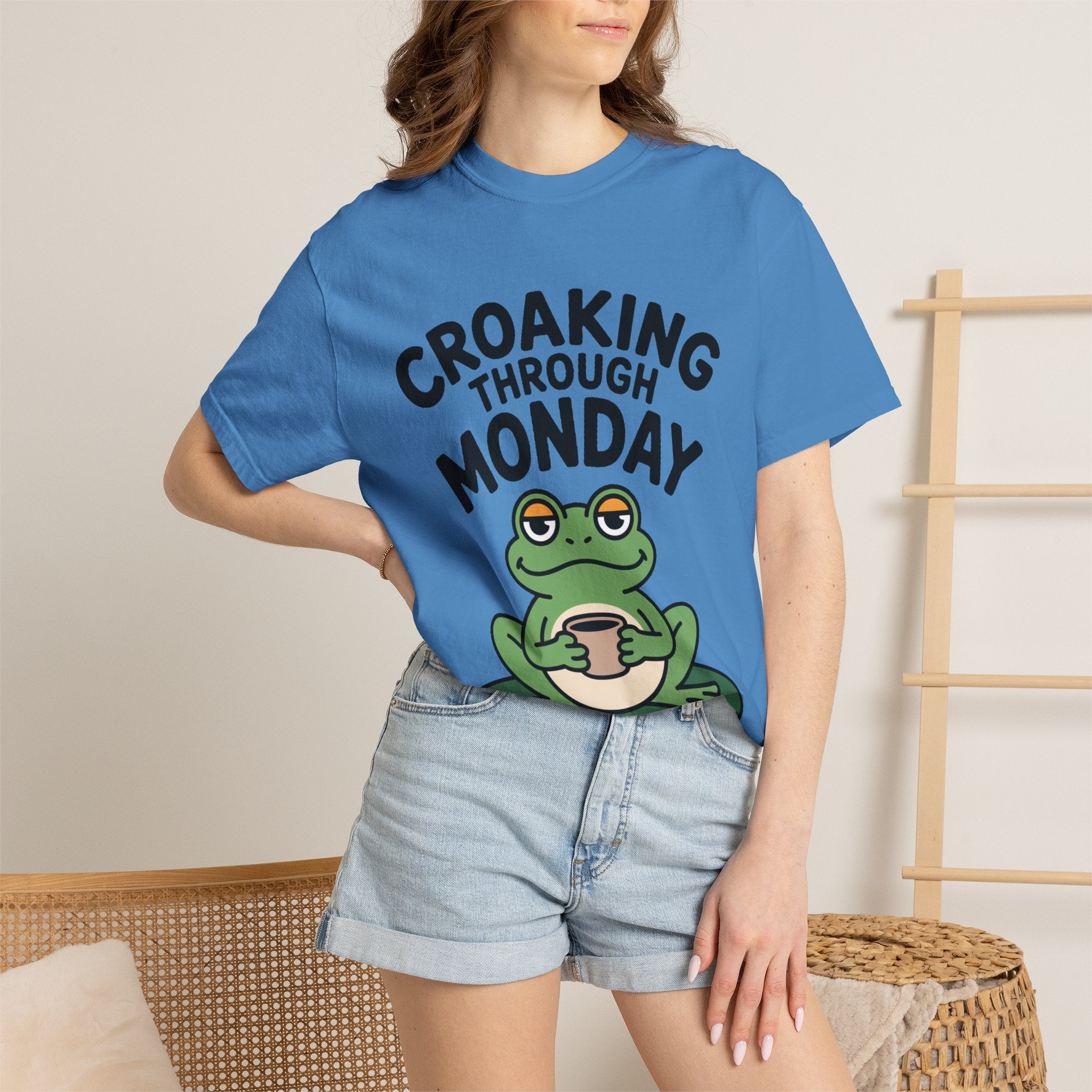 Croaking Through Monday Shirt, Funny Frog Coffee T-Shirt, Cute Frog Lover Gift, Monday Mood Tee, Sarcastic Frog Shirt