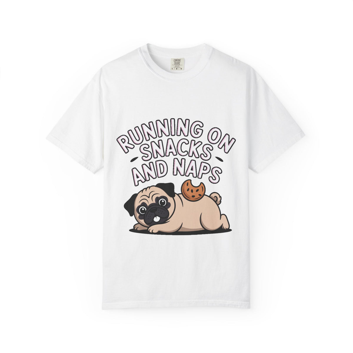 Funny Pug Shirt, Running On Snacks And Naps T-Shirt, Cute Pug Lover Gift, Napping Dog Tee, Lazy Dog Graphic Shirt