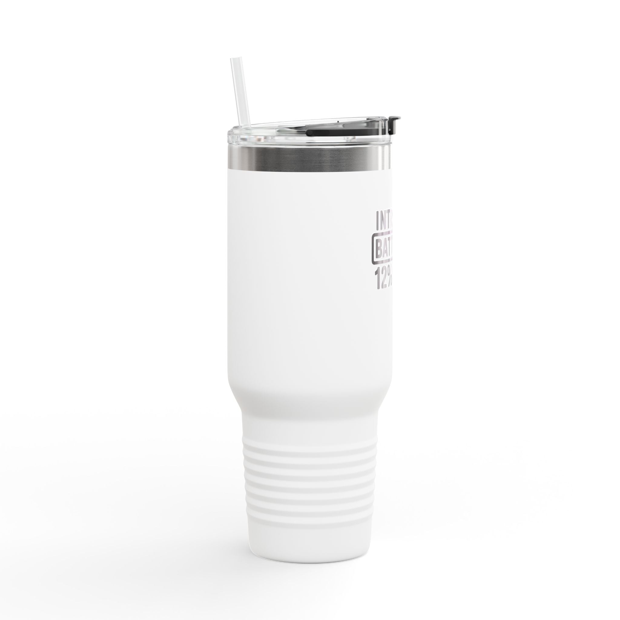 Introvert Battery Low Tumbler, Funny Introvert 40oz Travel Mug, Bold Typography Gift for Introverts, Sarcastic Coffee Cup Gift