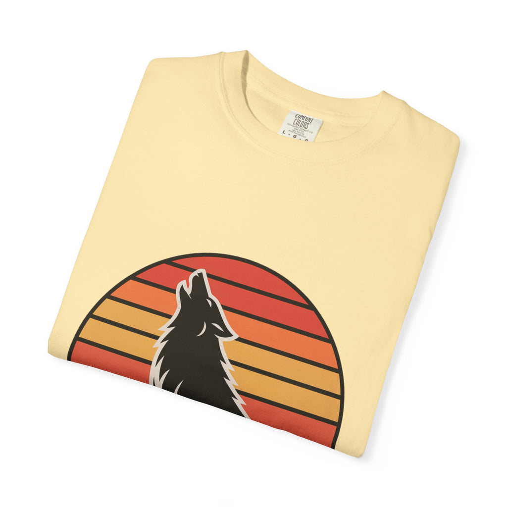 Retro Sunset Wolf Badge T-Shirt