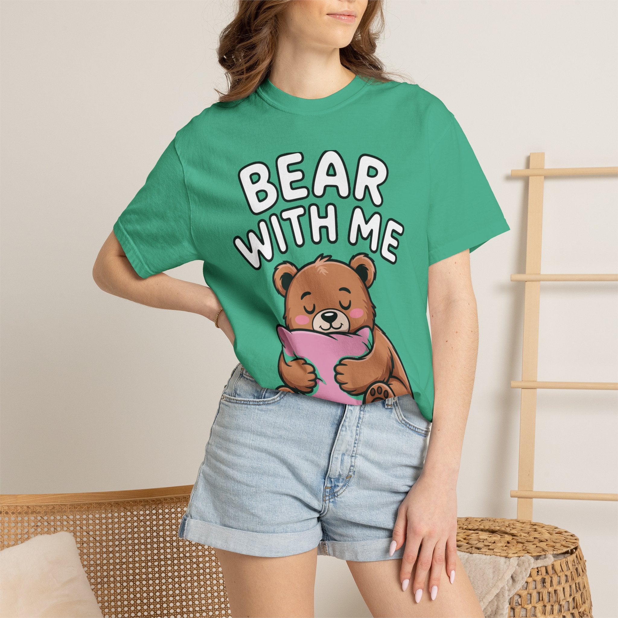 Bear With Me Shirt, Cute Sleepy Bear T-Shirt, Funny Bear Hug Pillow Tee, Cozy Introvert Gift