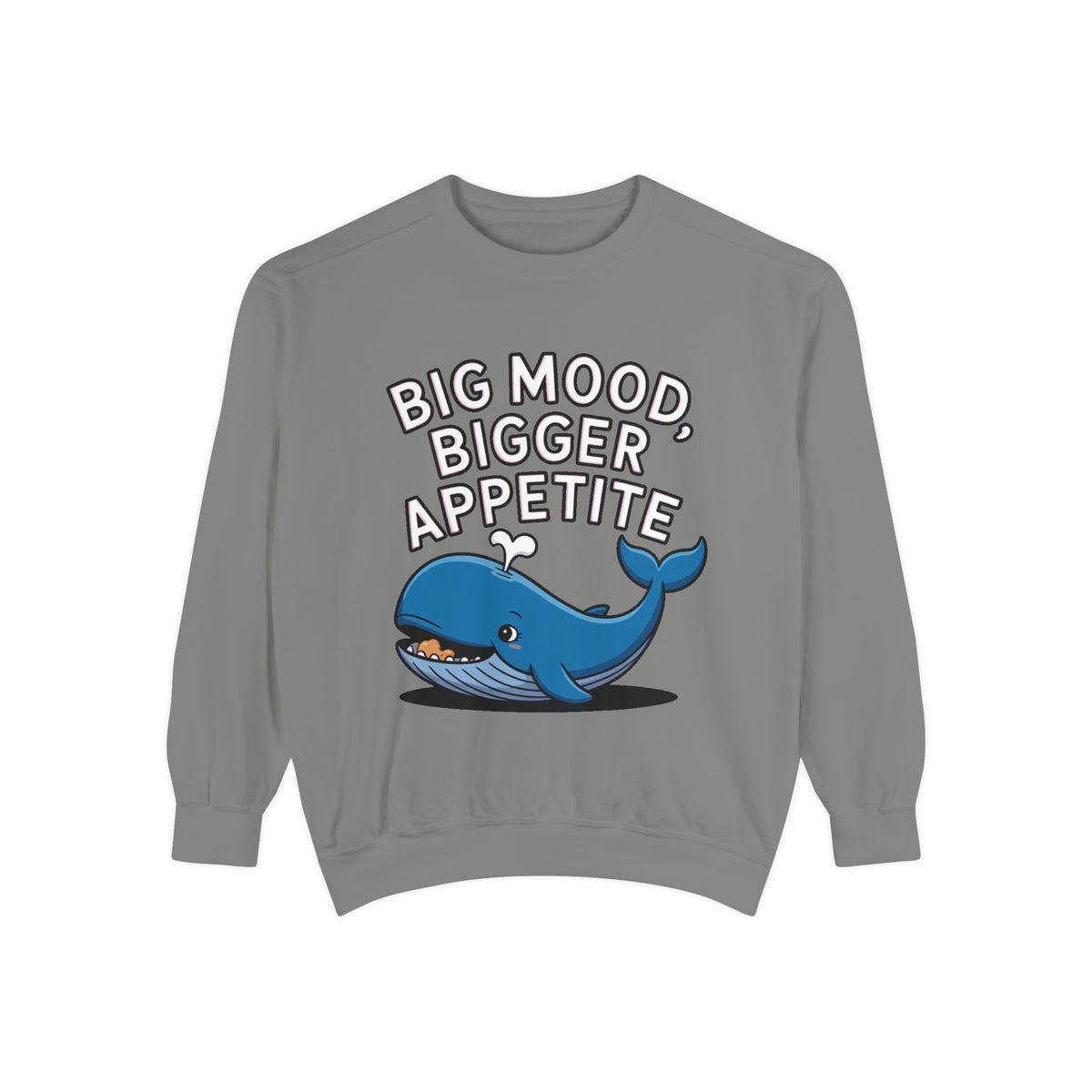 Big Mood Whale Sweatshirt, Funny Whale Snack Crewneck, Cute Cartoon Whale Lover Gift, Big Appetite Sweatshirt